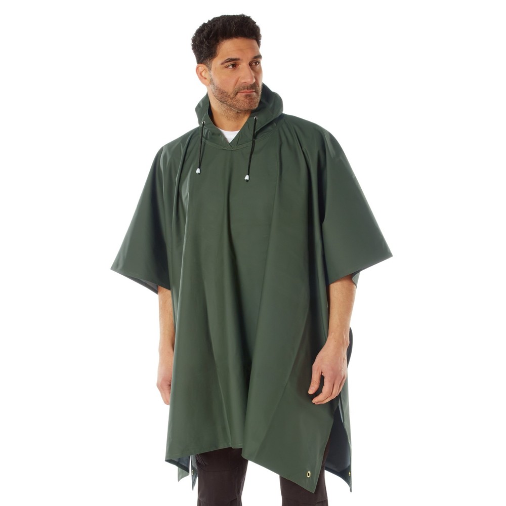 Rothco Rubberized Rainwear Poncho | One Size | Olive Drab | 3636