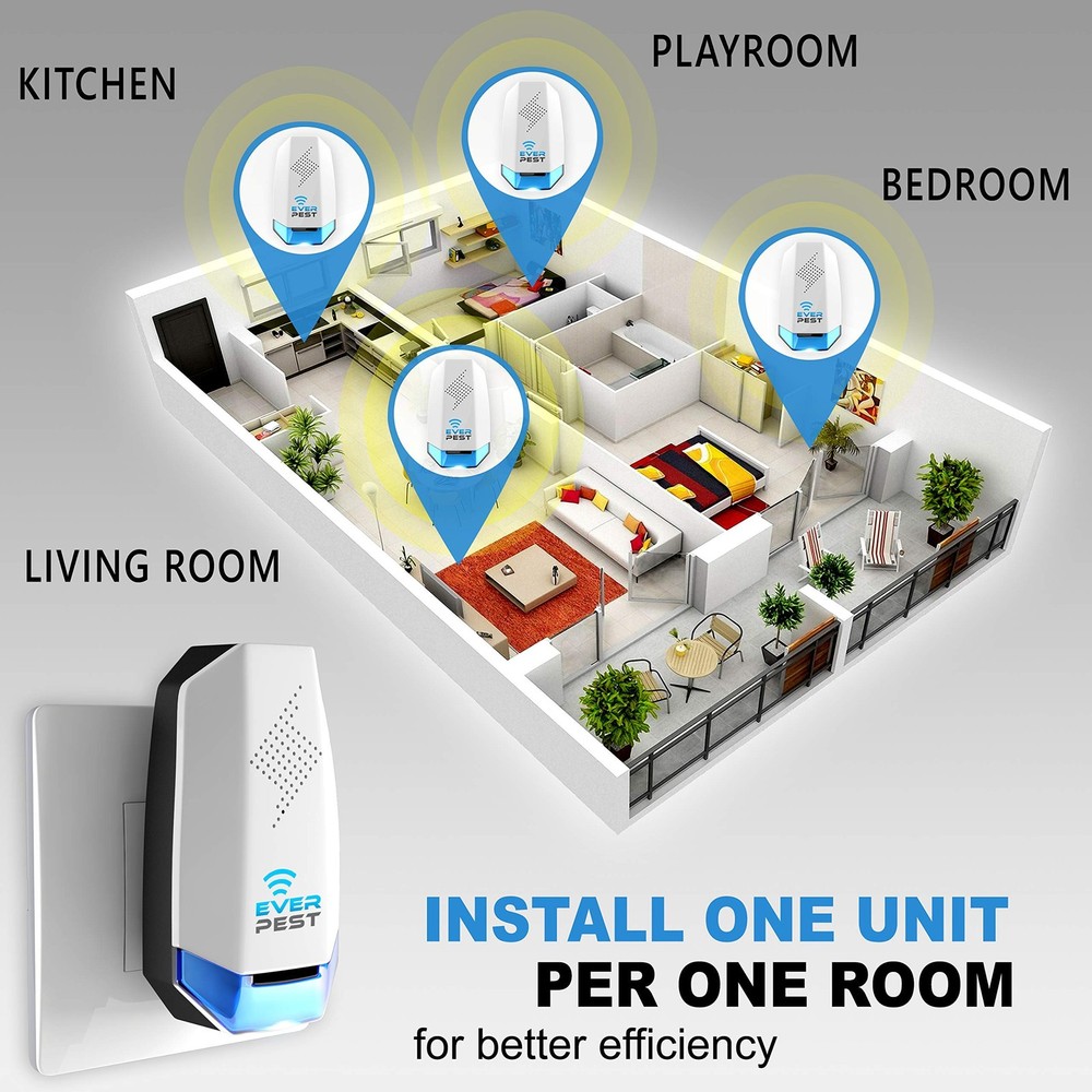 Ultrasonic Pest Repeller 2-Pack - Flea Rat Roach Mosquito Plug-in Control