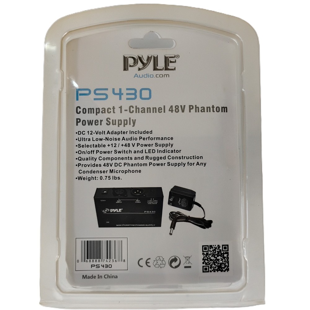 PS430 Compact Universal Phantom Power Supply for Condenser Microphones