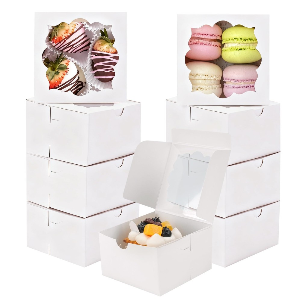 50pcs Cookie Boxes with Window Bakery Boxes Small Treat Boxes Small Cake boxe...