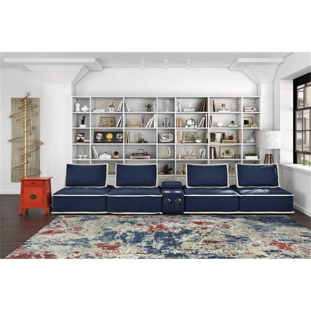 Pixie Modular Speaker Console Bluetooth USB Cupholders Navy Fabric