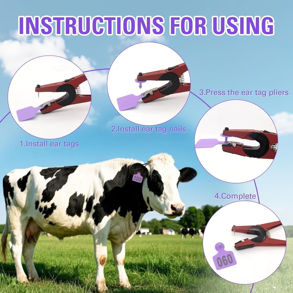 Purple Livestock Ear Tags Set