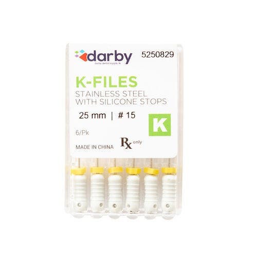 K-Type Files, 25mm, #15, 6/Pkg