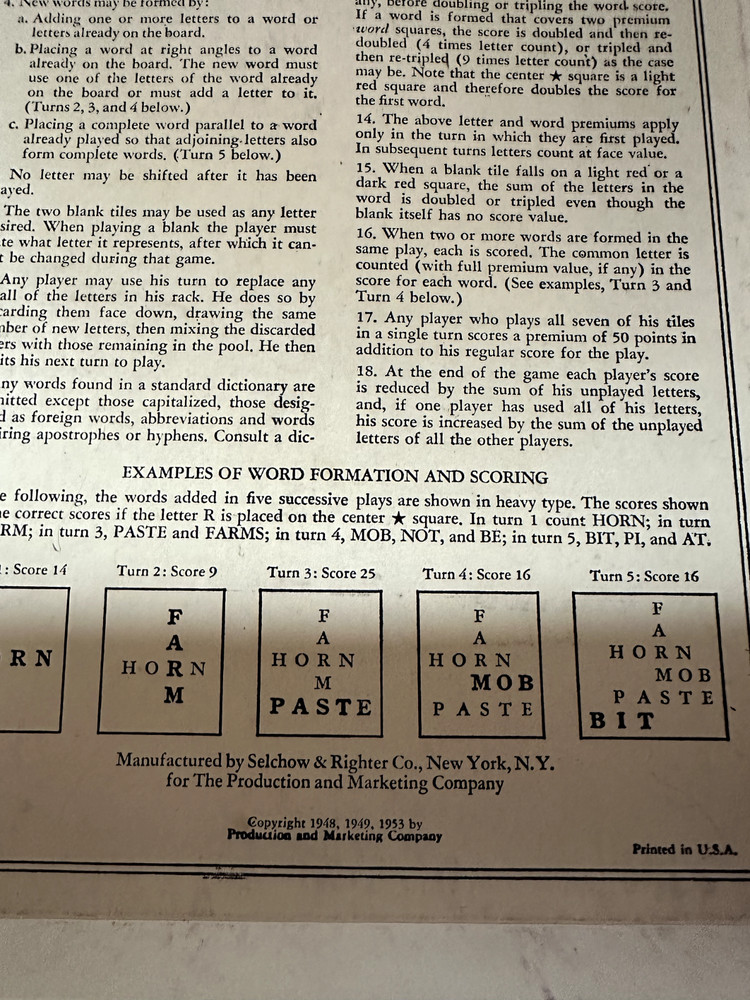 Vintage Scrabble Game 1953 With Approved Words Book Complete - READ DESCRIPTION