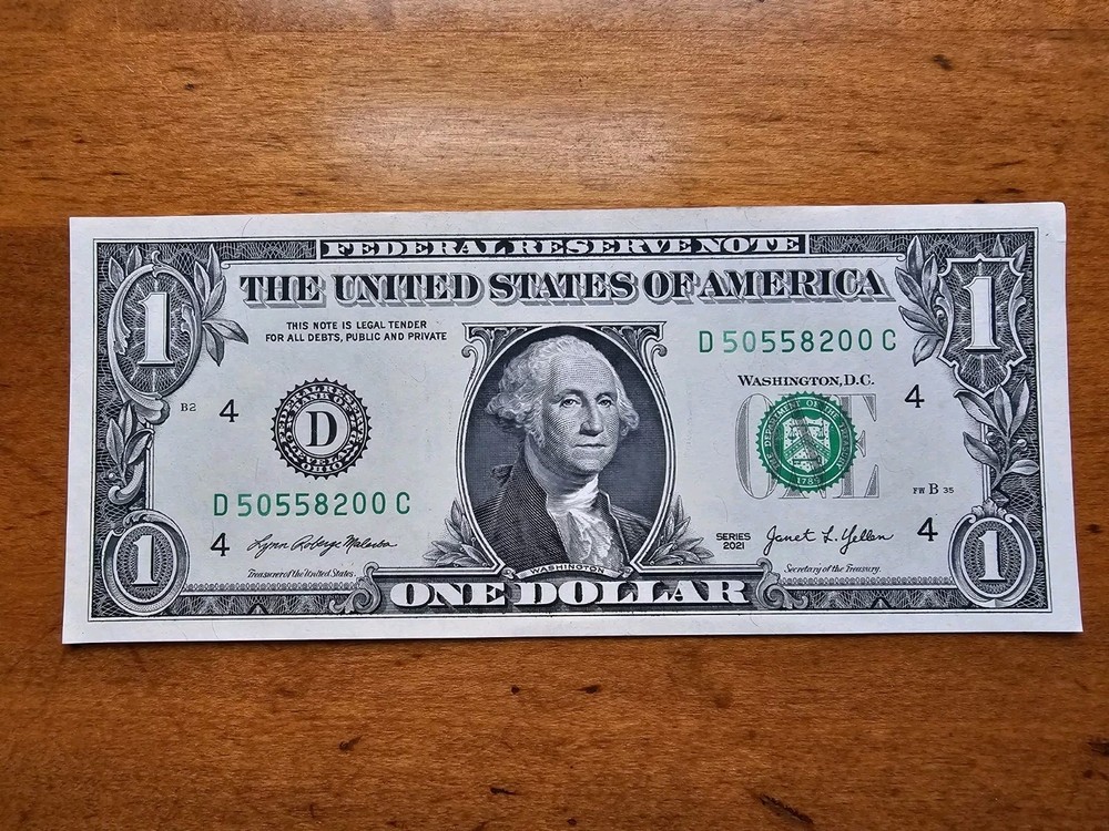 Crisp 2021 $1 Insufficient Ink Error Note - Insufficient Inking