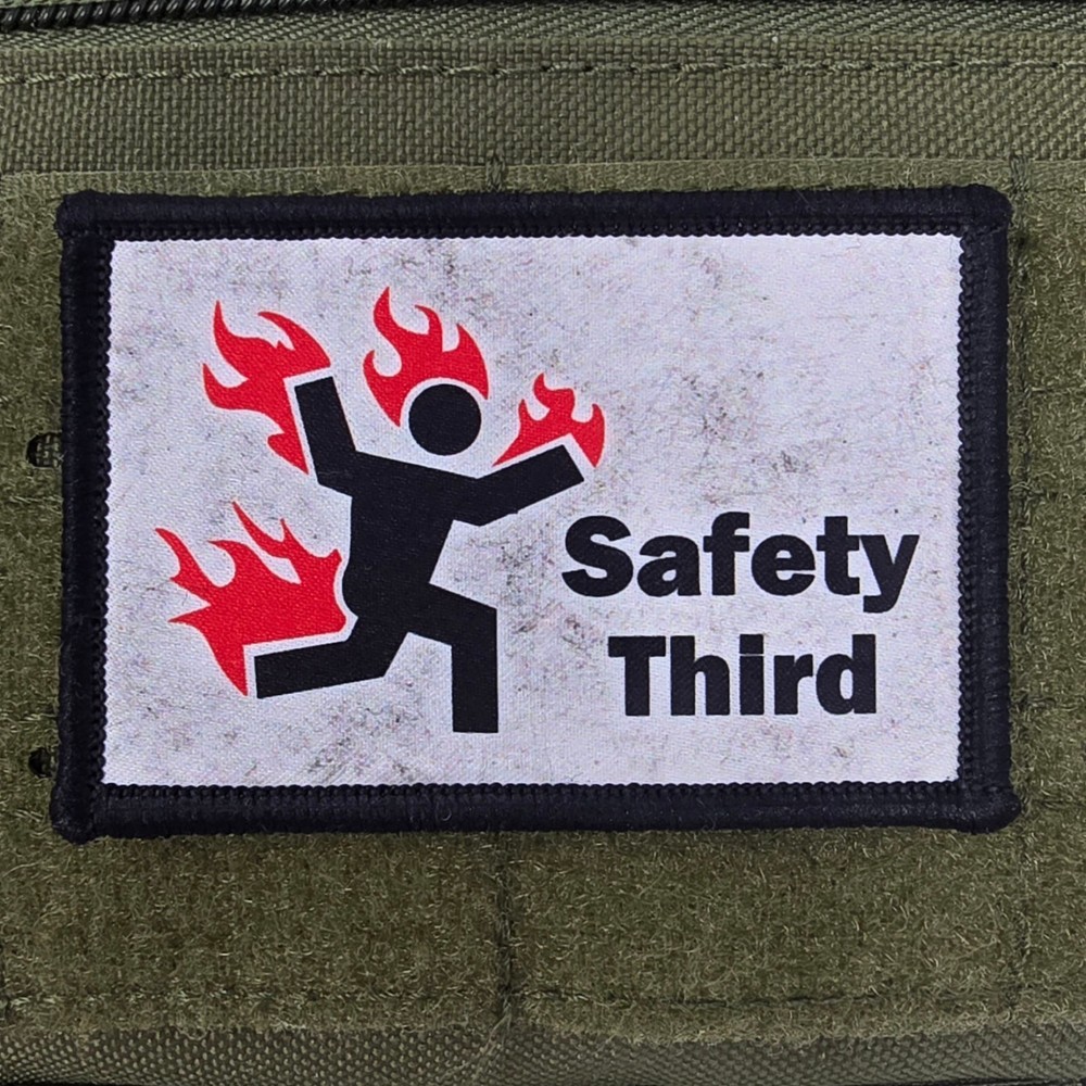 Safety Third Patch Moral Tactical Military Army USA Flag Hook & Loop 3x2