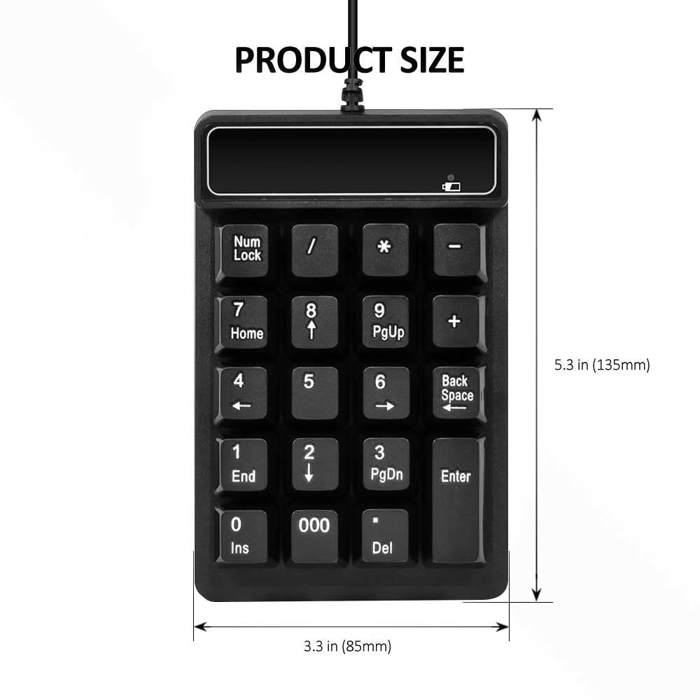 19 Key USB Numeric Keypad for Laptop Notebook PC Computer Financial Accounting