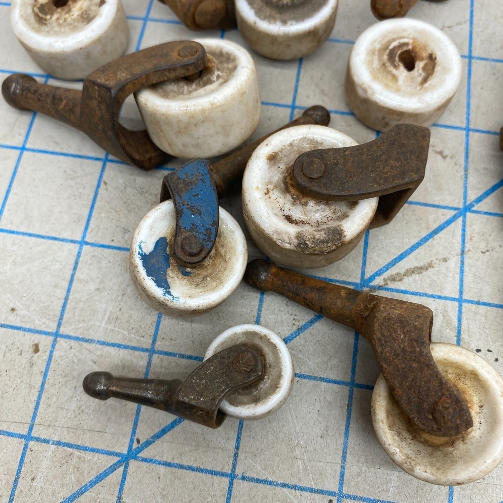 Antique Casters Swivel Wheels Lot Ceramic