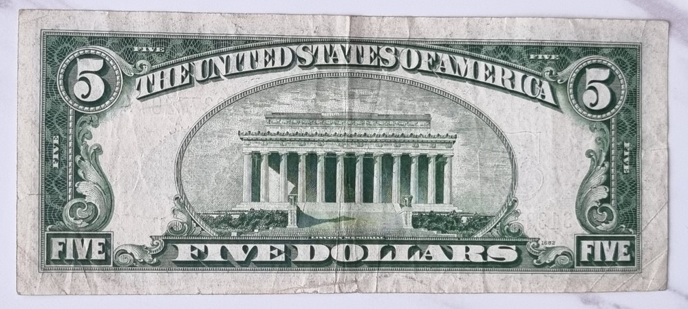 1934 D Five Dollar Silver Certificate $5 Bill Blue Seal Note Better Grade
