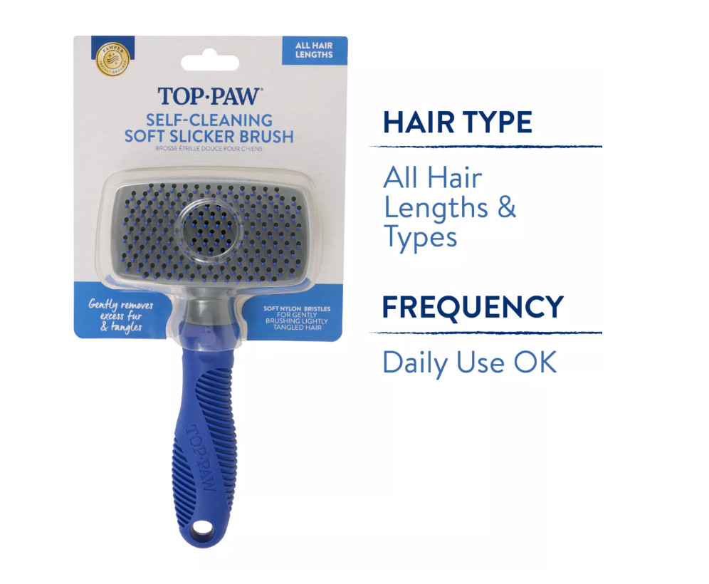 Self-Cleaning Soft Bristle Slicker Grooming Pet Brush