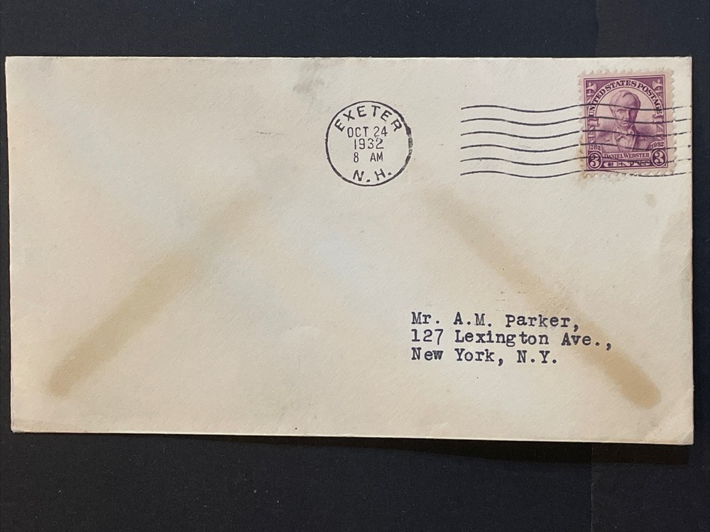 1932 Daniel Webster Three FDCs (Sc# 725) Exeter, Franklin and Hanover