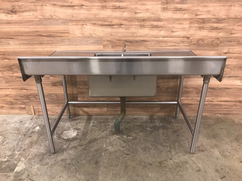 60" Single Compartment Sink Table, Quick Drain Release, Open Base drip edge top