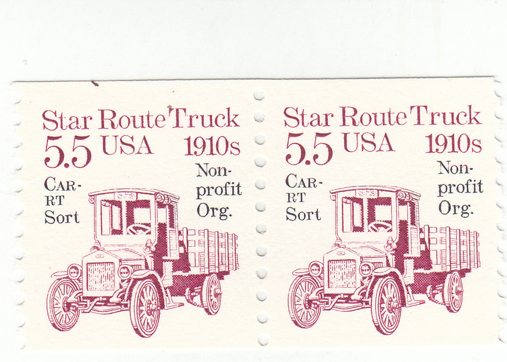 Scott # 2125 - 5.5 cent Maroon -  10 Vert. Coil pair - MNH