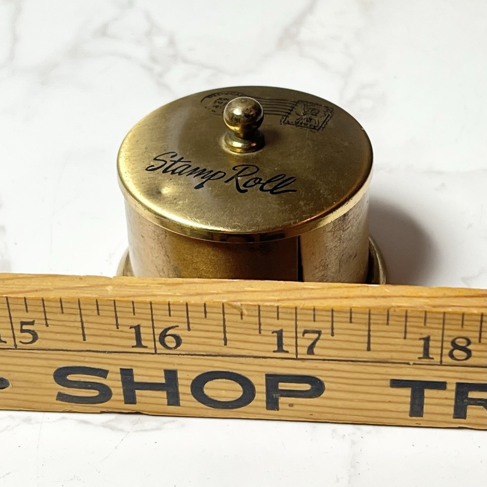 Vintage Brass Postage Stamp Roll Holder - Stamp Dispenser