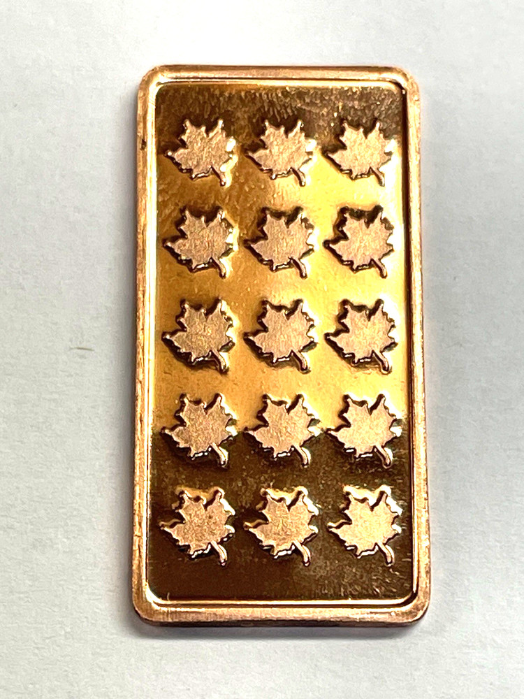 5 Gram Copper Maple Leaf Bars, 2-PACK, Copper Bars, 2 bars, REEDERSONG