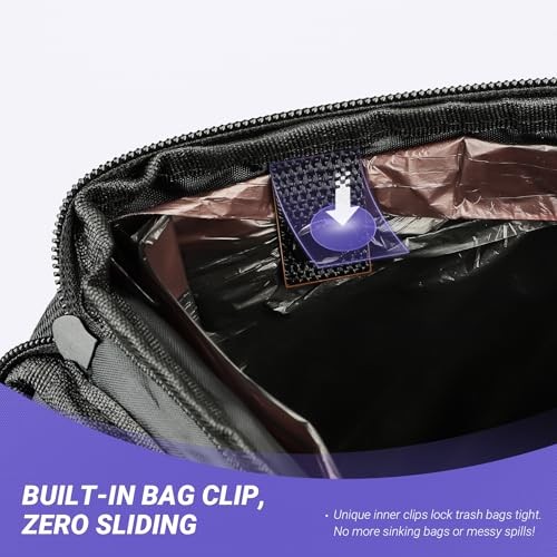 Car Trash Can – Premium Adjustable Strap & Bottom Hook Design with Convenient