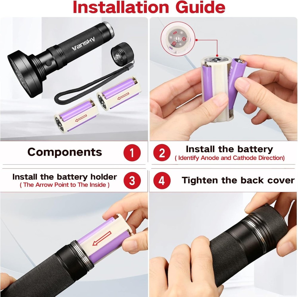 Ultra Bright 100 LED UV Flashlight - Effective Pet Urine & Bed Bug Detector