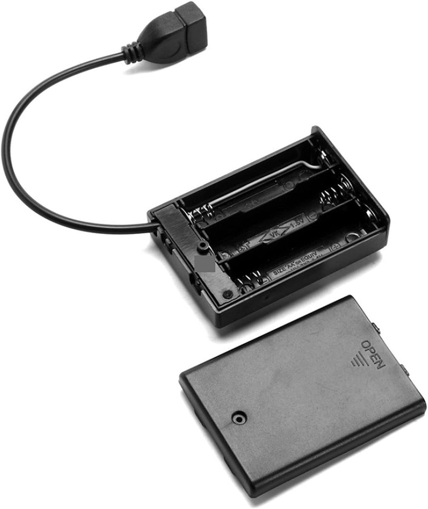 Compact 3 AA Battery Holder with Switch - Ideal for LED Lights & More - 2 Pack