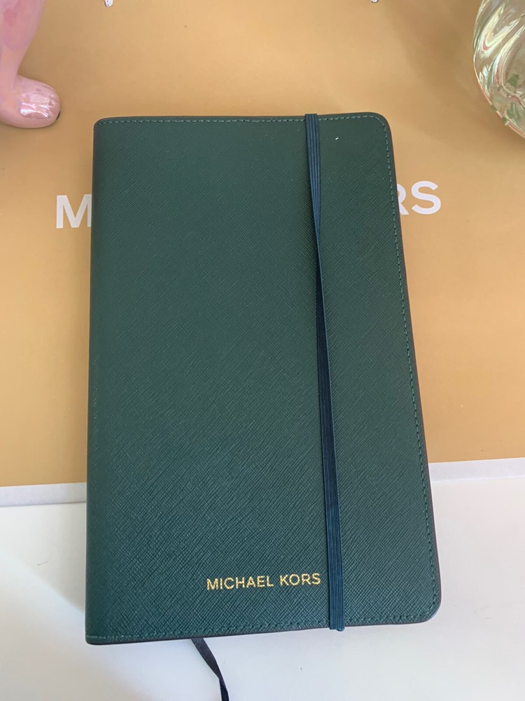 MICHAEL KORS MEDIUM LEATHER RACE GREEN JOURNAL NOTEBOOK-$128+