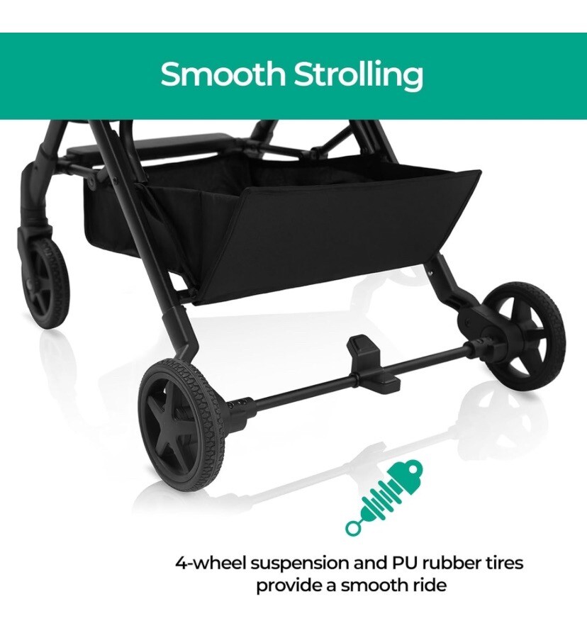 Mompush Lithe Compact and Lightweight One-Hand Foldable Travel Stroller &...