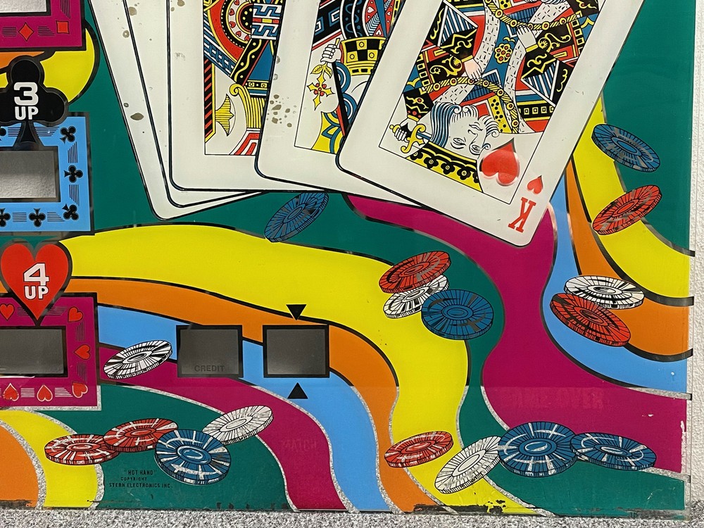 Stern Hot Hand Pinball Machine Game Backglass