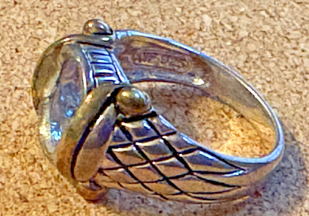 NF Sterling Silver 925 Gold Vermeil Ring BLANK Setting Python Design Shank SZ 6