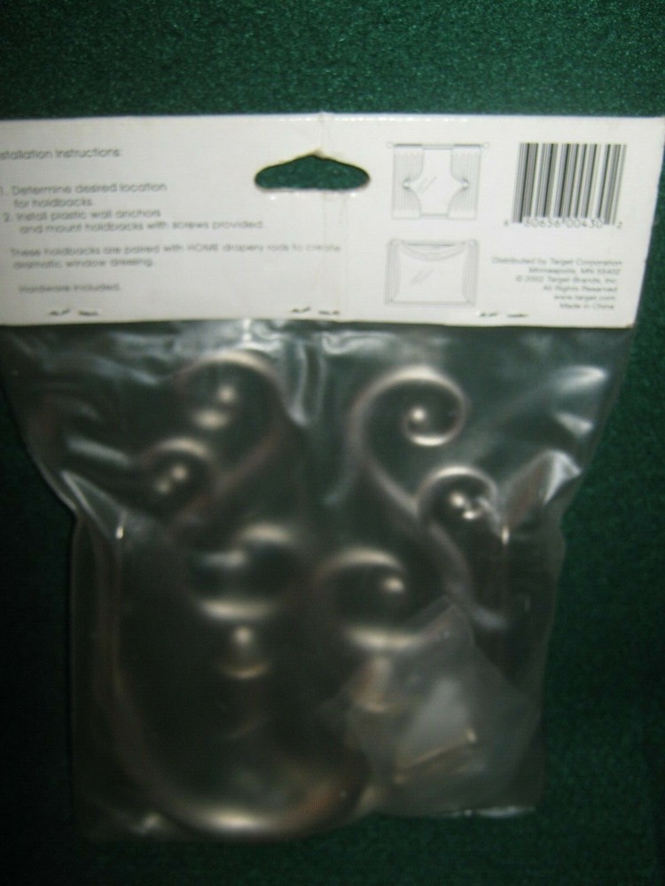 HOME Window Hardware HOLDBACK SET(2 Piece)w/ Hardware SILVER