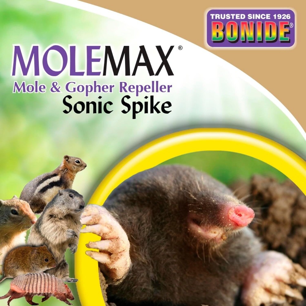 Bonide Molemax Sonic Spike Battery Operated Mole & Gopher Repeller NEW/SEALED