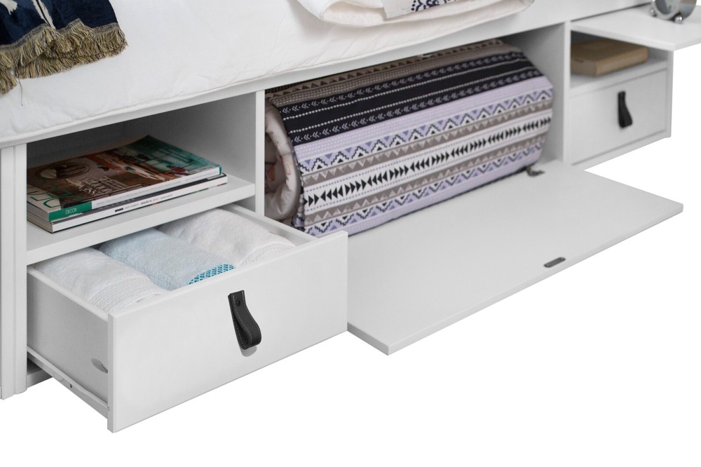Memomad Bali Bed - King Size Storage Platform Bed Frame with Drawers (White)