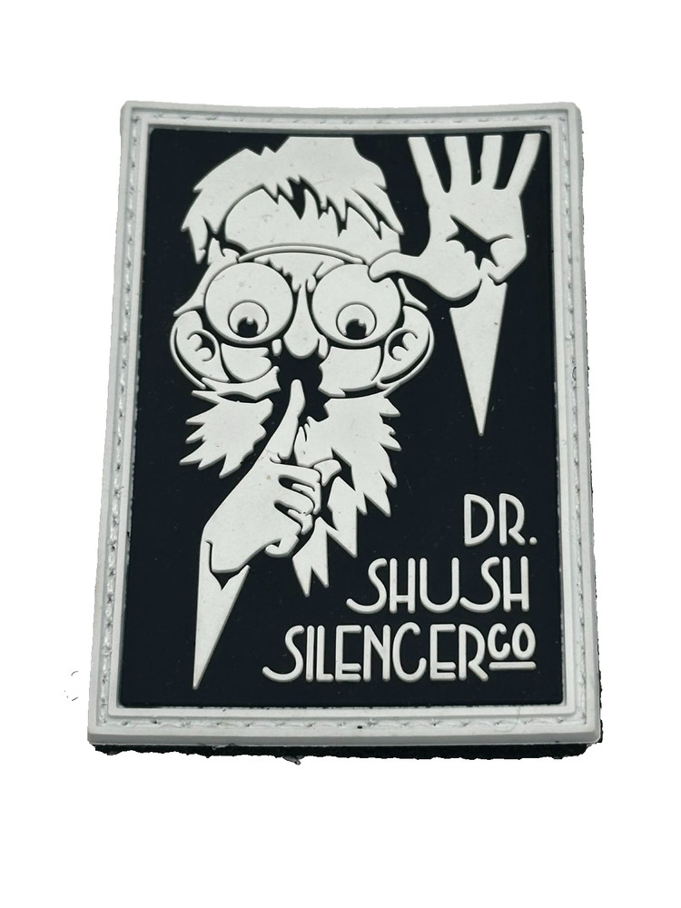 SHOT Show SilencerCo "Dr SHUSH" (White Border) Limited Patch, Hook & Loop, NEW