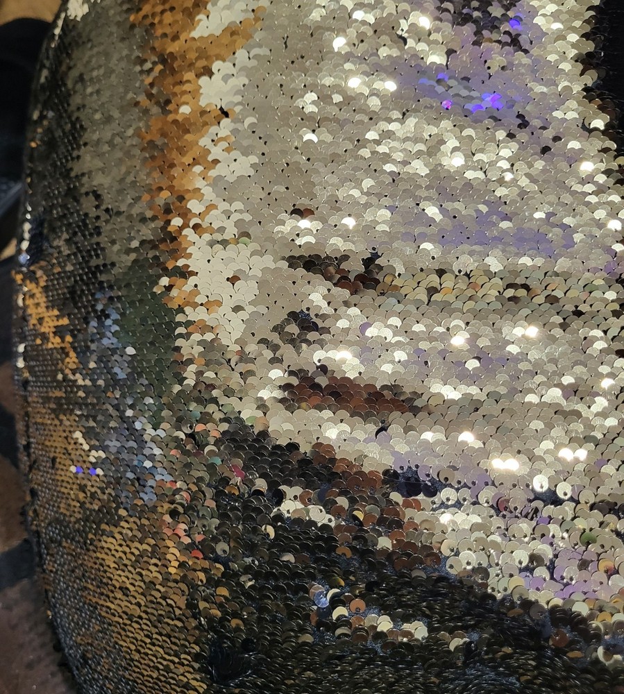 Black & Gold Sequin Pillow Ottoman