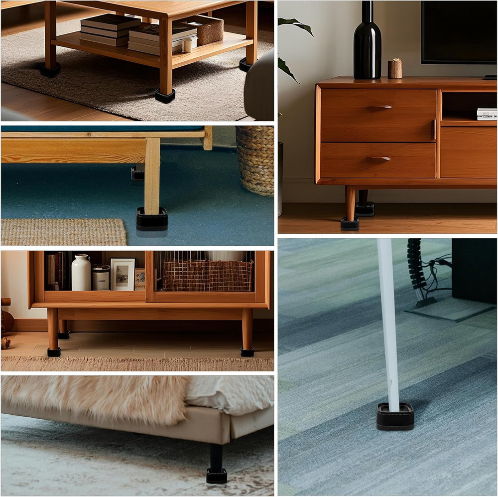 12 Pack Furniture Risers, Adjustable Bed Risers Heavy Duty Stackable Bed Raisers
