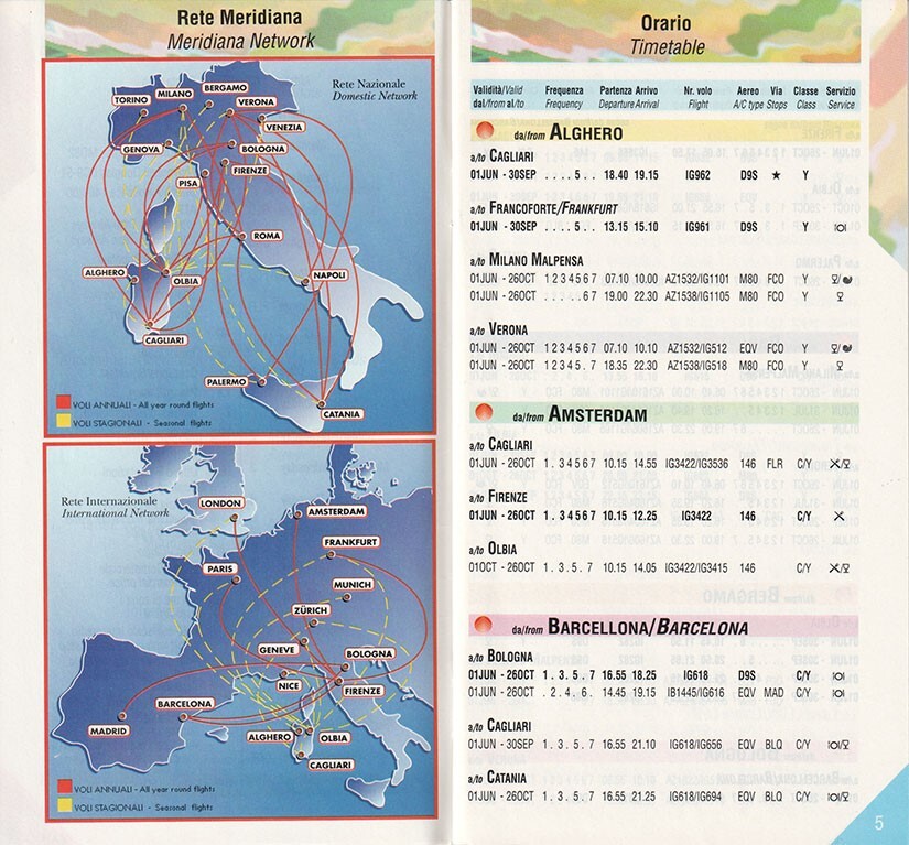 Meridiana timetable 1996/06/01
