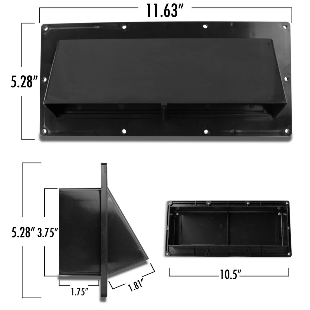 RV Exhaust Vent Cover Range Hood Manual Damper Trailer Camper Motorhome Part Blk