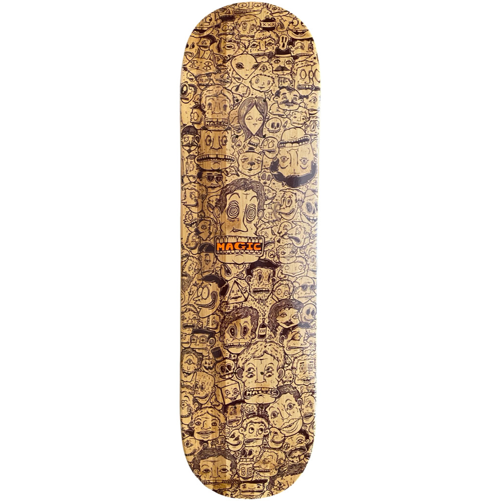 RARE MAGIC SKATEBOARDS 145 FACES BAMBOO POPSICLE  DECK  8.5" ARTWORK