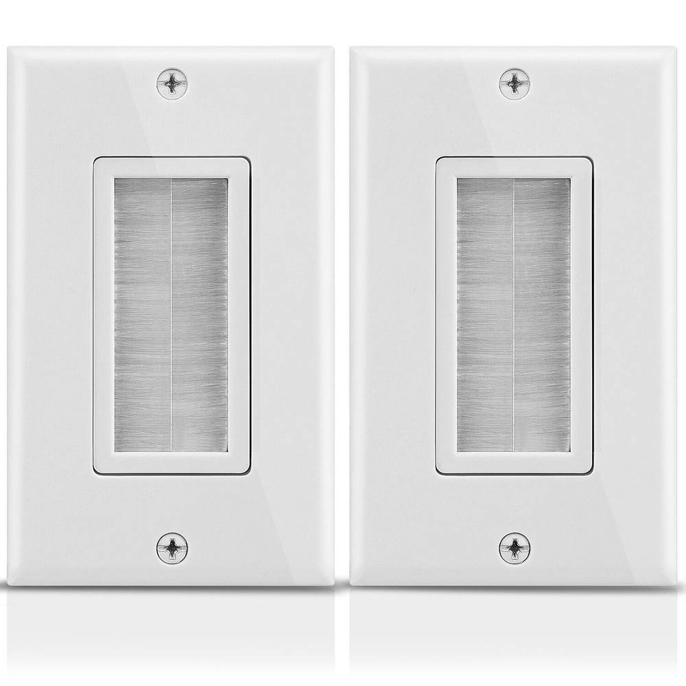 Fosmon 2x Single 1 Gang Brush Organize Bulk Wire Cable Wall Plate Include Screws