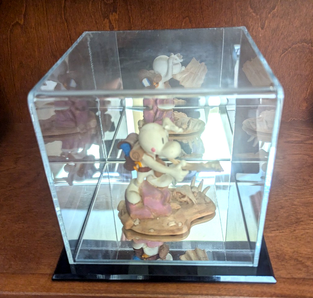 Acrylic Figurine Display Case with Black Base and Mirror Back