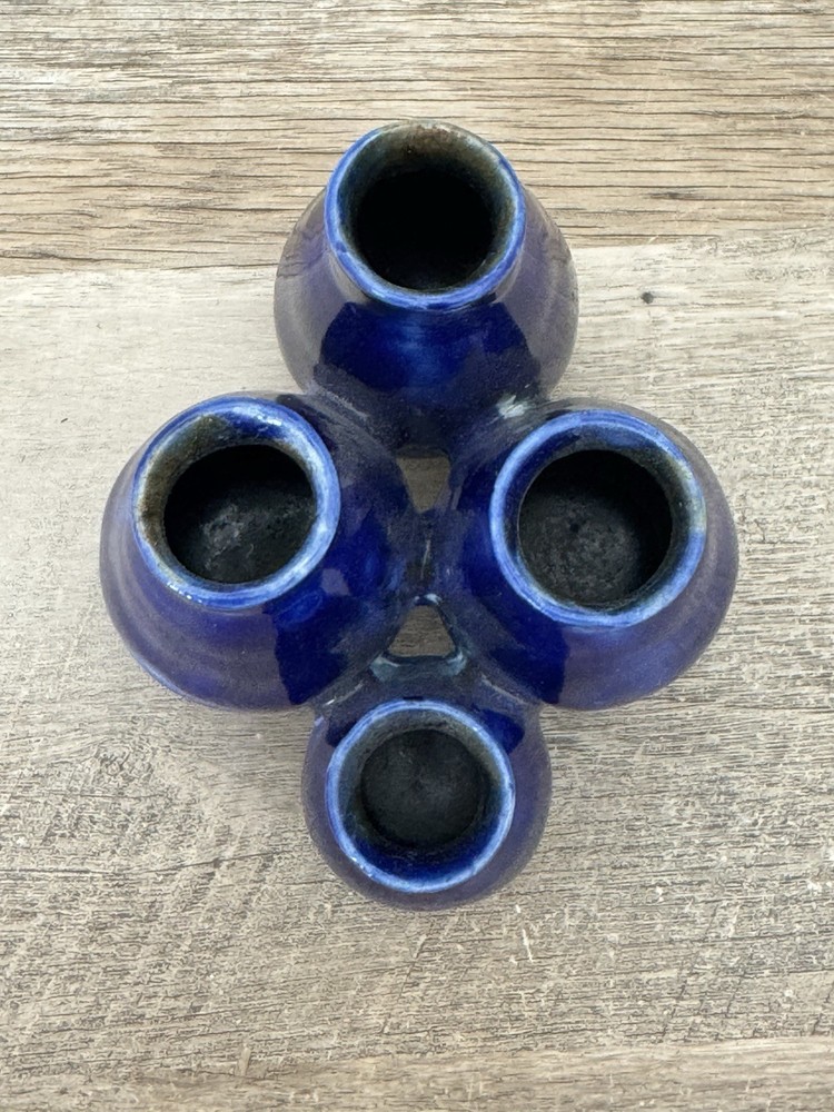 Studio Pottery Cluster Vases Cobalt Blue