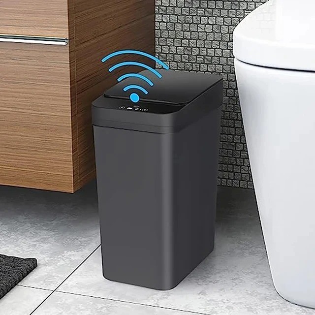 Kitchen Trash Can Toilet Bathroom Can Automatic Garbage Can with Lid ZERO TOUCH