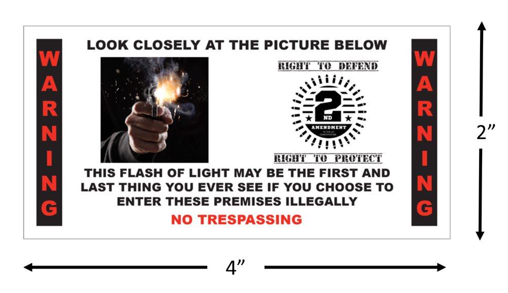 Gun Flash Warning 2nd Amendment Security Warning Stickers / 6 Pack + FREE Ship