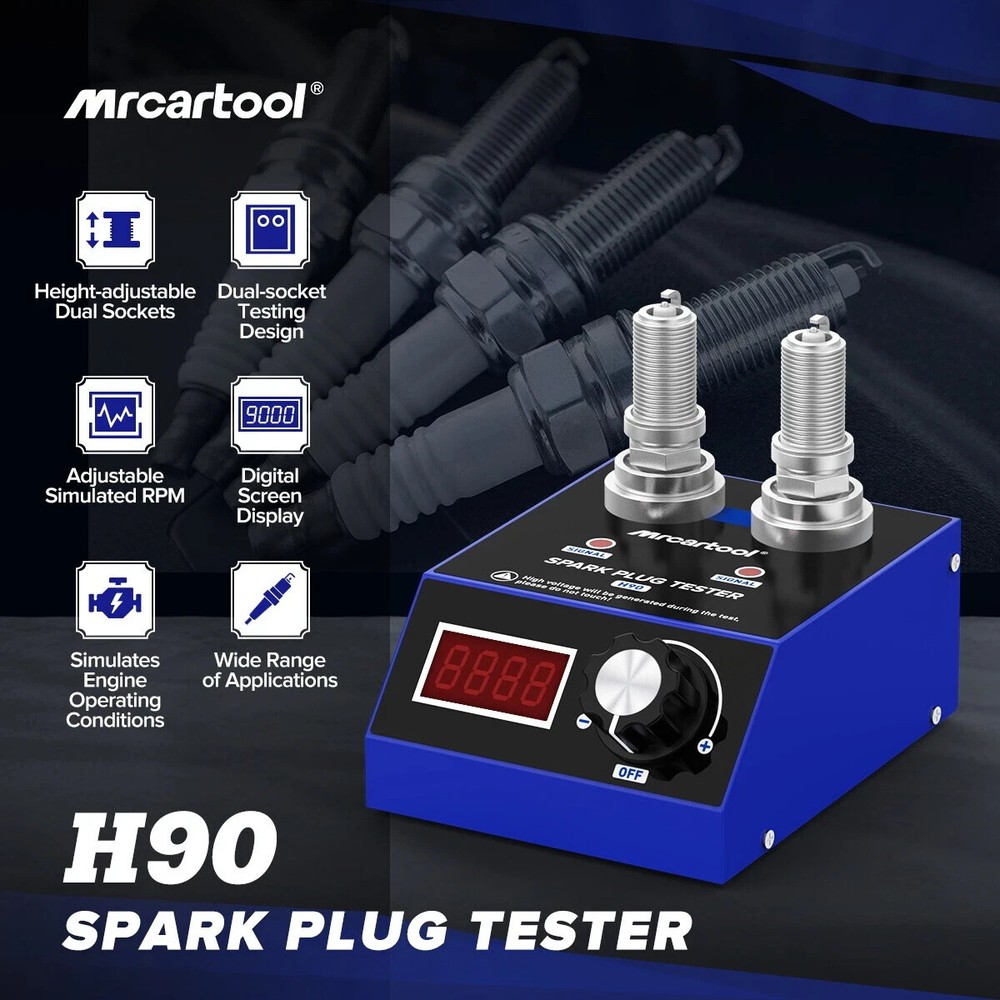 12V Car Digital Spark Plug Tester Double Holes Spark Plug Ignition Analyzer Tool
