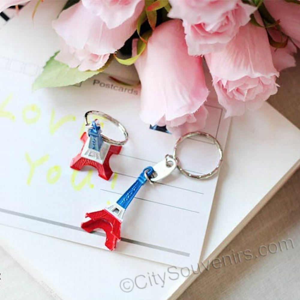Red, White & Blue 3D Eiffel Tower Key Chain