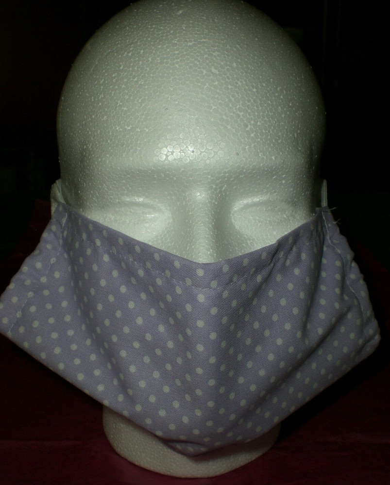 Face Mask Lavender Polka Dot Pattern Covering 100% Cotton Washable Reusable