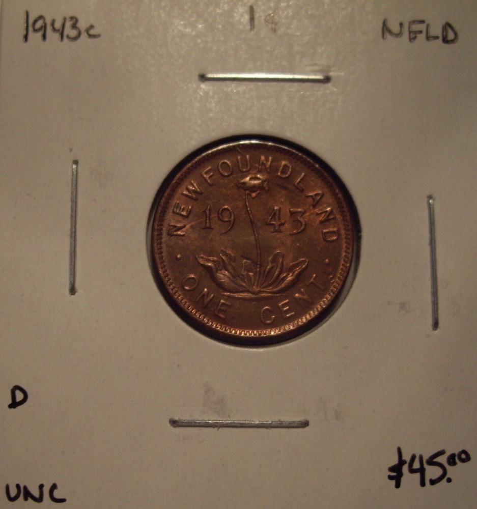 D Canada Newfoundland George VI 1943c Small Cent - Unc