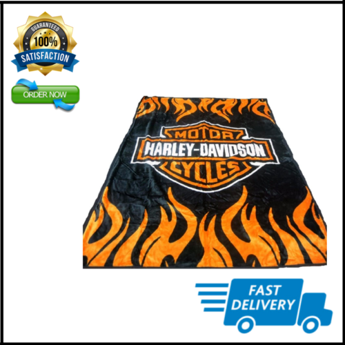 Harley Davidson Queen Full Size Soft Plush Polyester Blanket Throw For Bed Decor