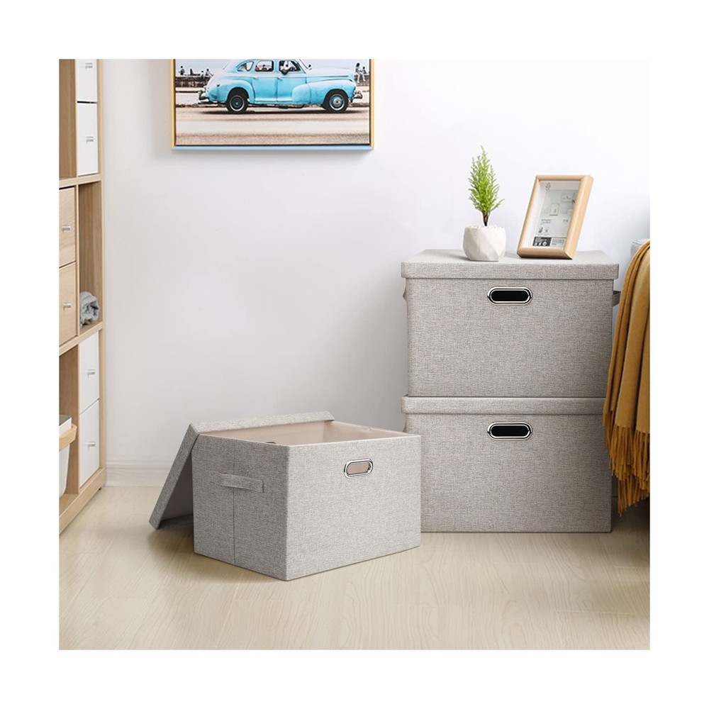 Graciadeco Large Quart Collapsible Stackable Storage Bins with Lids, 3 Packs ...