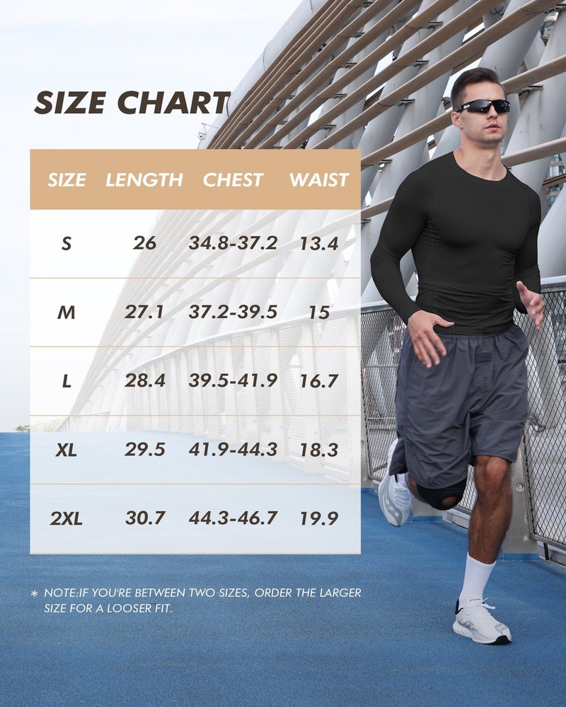 5 Pack Long Sleeve Compression Shirts for Men - Black Quick Dry Workout Base ...