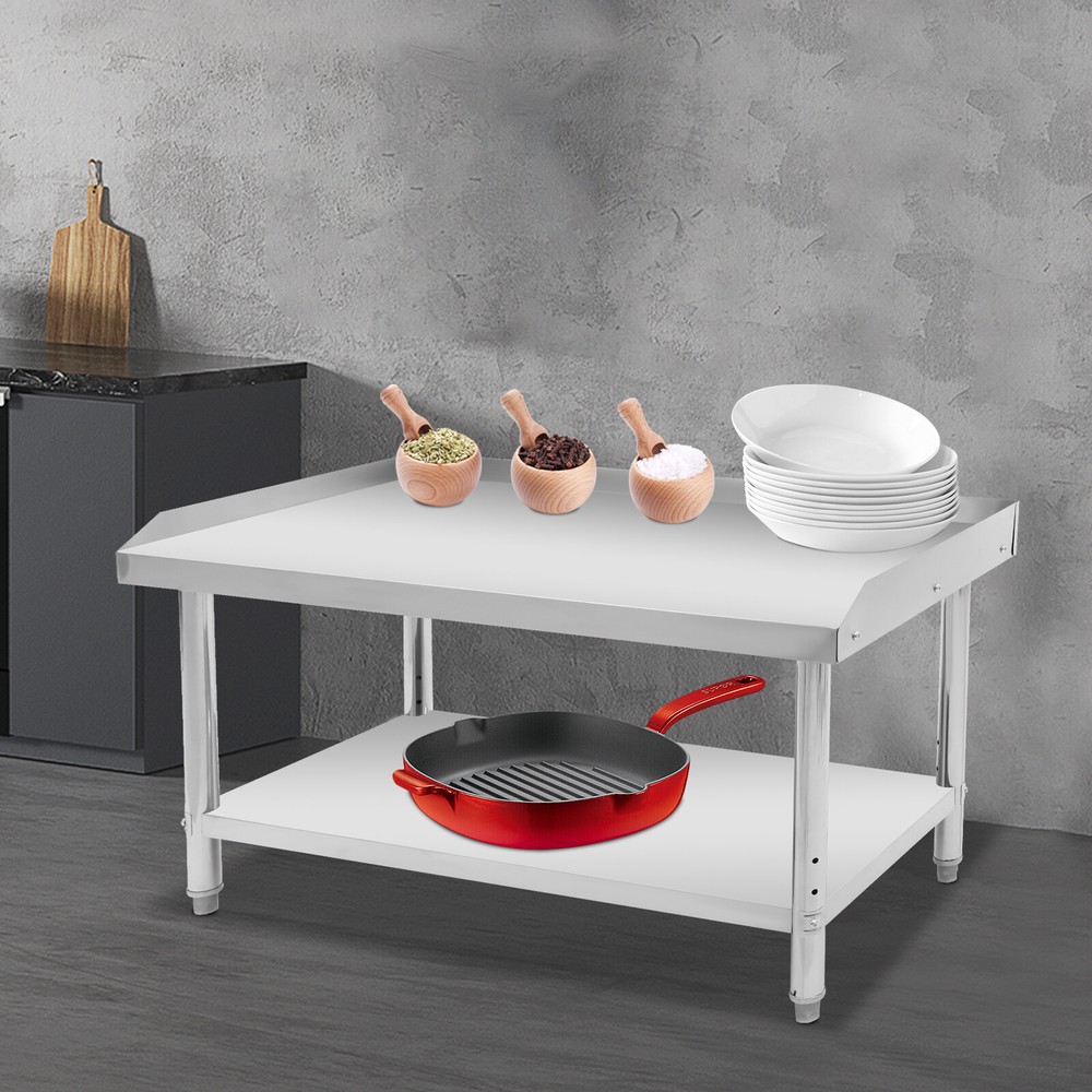 48*24*35-36" Adjustable Commercial Work Table With Backsplash Silver Work Table