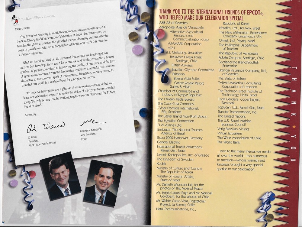 2000 EPCOT MILLENNIUM CELEBRATION COMMEMORATIVE 27 PAGE PROGRAM DISNEY WORLD