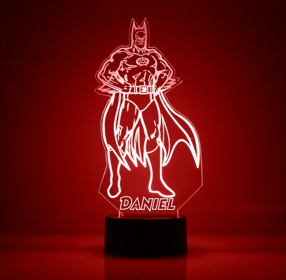 Batman Personalized FREE, LED Night Light Lamp with Remote Control LED Light